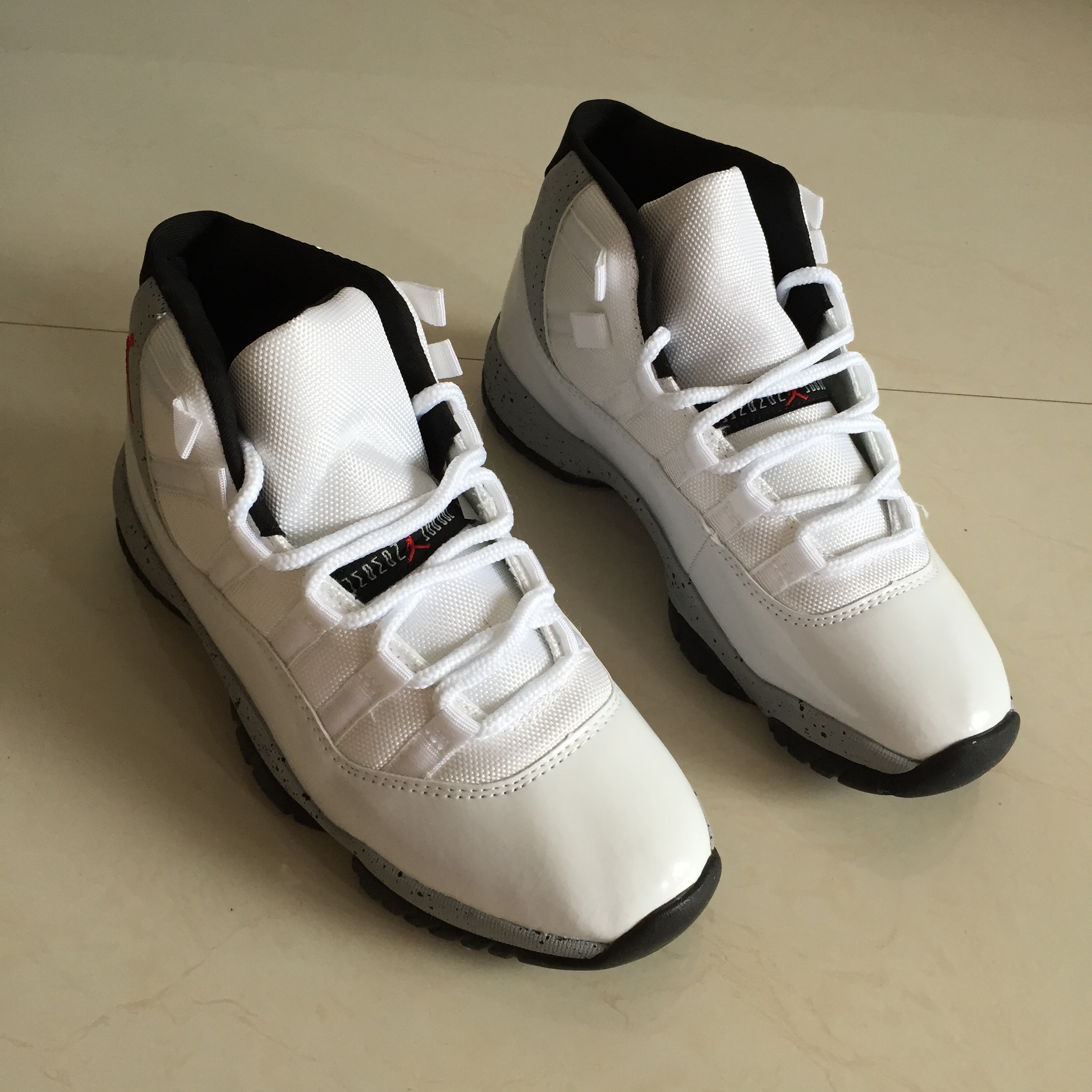 New Air Jordan 11 Retro White Grey Point Black - Click Image to Close